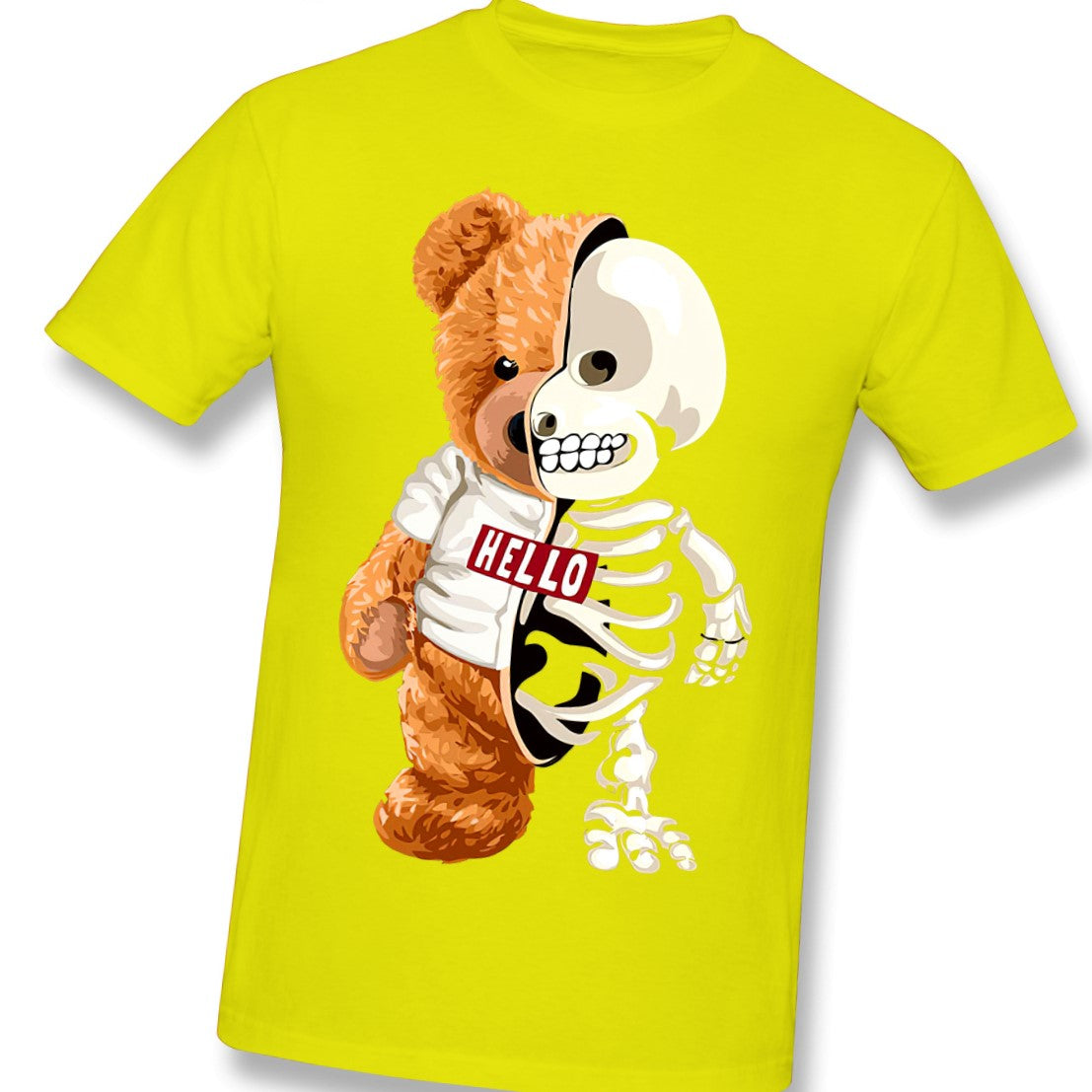 Skull Teddy Bear Skeleton T-Shirt - Yellow / XXL - T-shirts