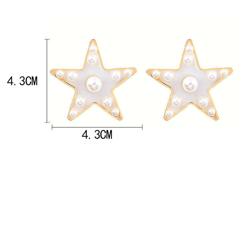 Five Pointed Star Earrings Pearl