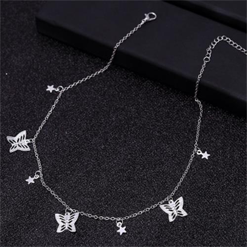 Aesthetic Metallic Butterflies Necklaces - and Stars Silver.
