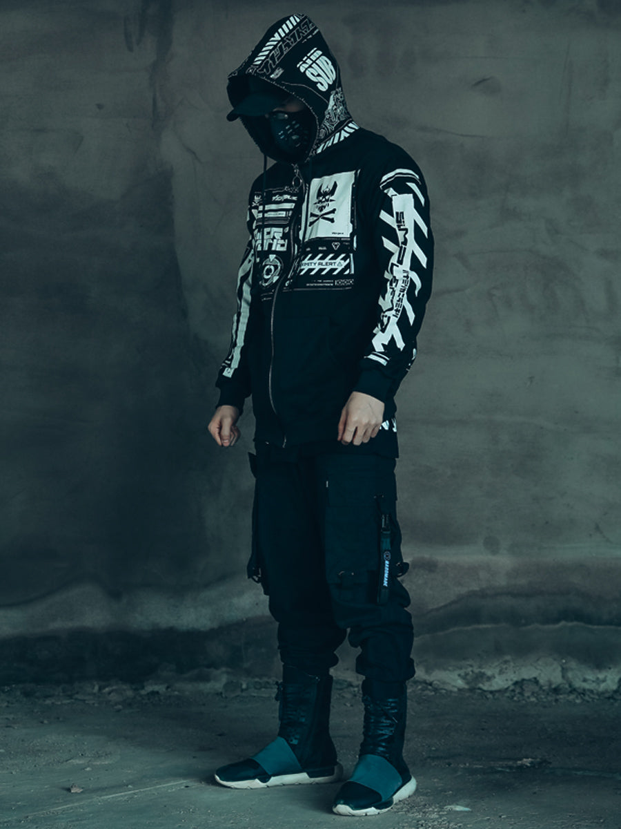 Cyberpunk Skull Post Apocalyptic Hoodie Zipper - Jackets