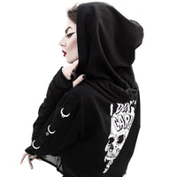 Thumbnail for I don’t Care Skull Crop Hoodie - Hoodies
