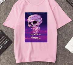 Aesthetic Round Neck Vaporwave T-Shirt - Dark Purple / XXS