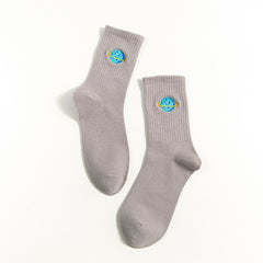 Full Moon and Saturn Socks - Grey / One Size