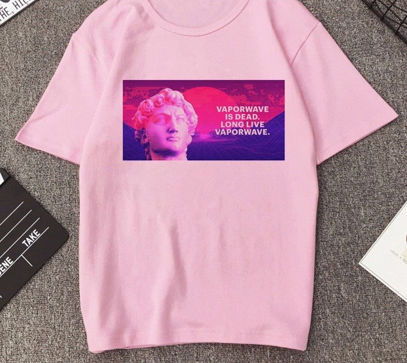 The David Artistic Vaporwave T-shirt - Pink / XXS - T-Shirt