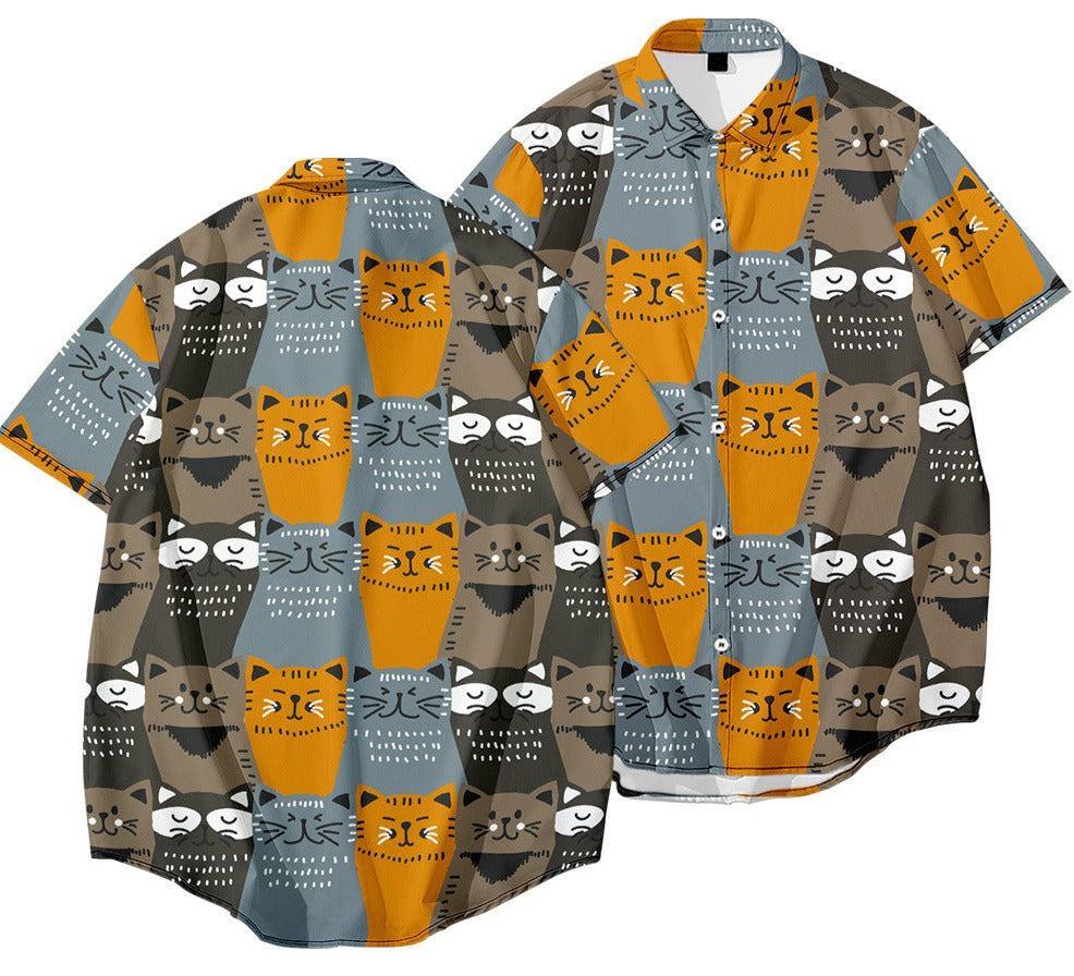 Cosmic Cat Short Sleeve Shirt - pattern shirt 2 / 4XL -
