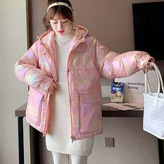 Puffer Bomber Padded Coat - Pink / M - Jackets