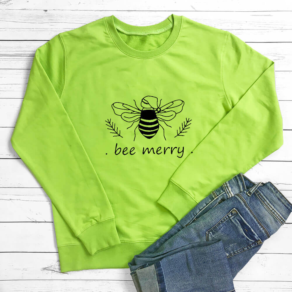 Bee Merry Vegan-friendly Sweatshirt - Light Green / XXL -