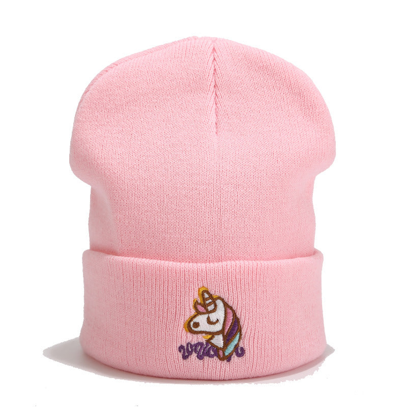 Unicorn Embroidered Kawaii Hat - Pink / M - Warm hats scarfs