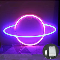 Thumbnail for LED Planet Neon Cosmic Lamp Decoration - Pink blue
