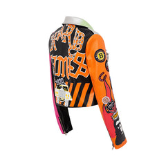 Colourful Motorcycle PU Jacket - Jackets