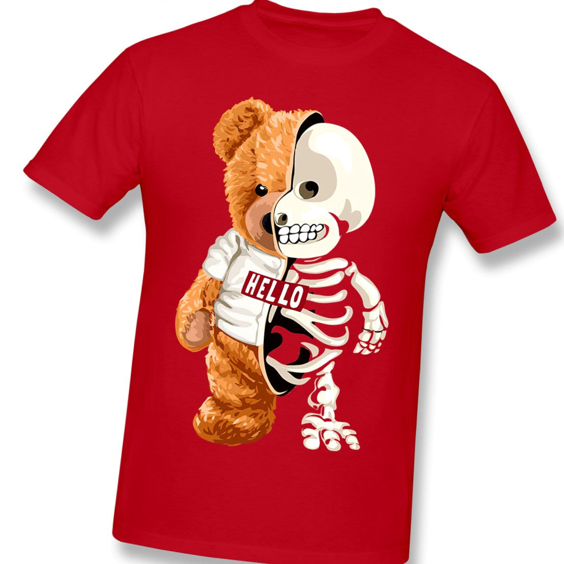 Skull Teddy Bear Skeleton T-Shirt - Red / XXL - T-shirts