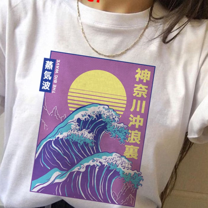 The Great Wave off Kanagawa T-Shirt - Violet. / S