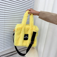 Thumbnail for Cute Furry Faux Fur Tote and Shoulder Bag - Yellow / One