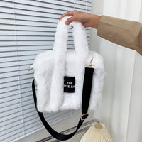 Thumbnail for Cute Furry Faux Fur Tote and Shoulder Bag - White / One Size