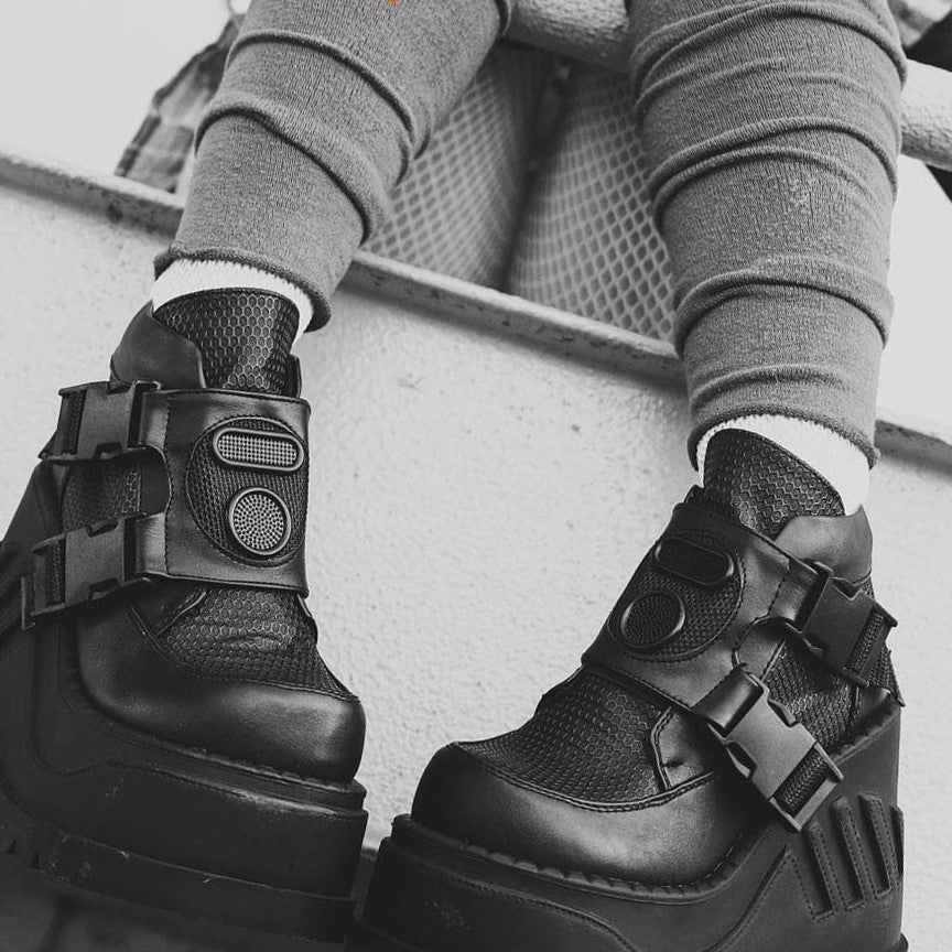 Goth Platform Fashion High Heels Sneaker - black style 3 / 5