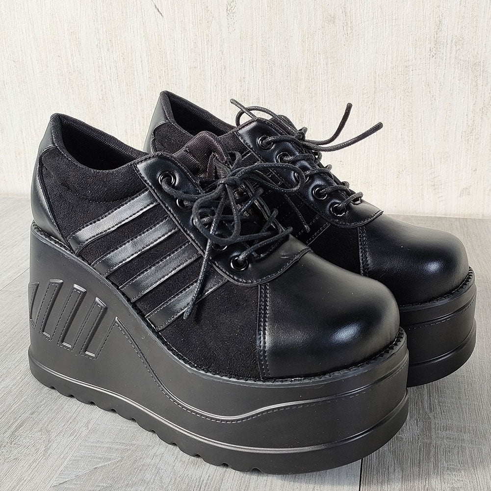 Goth Platform Fashion High Heels Sneaker - black / 9.5 -