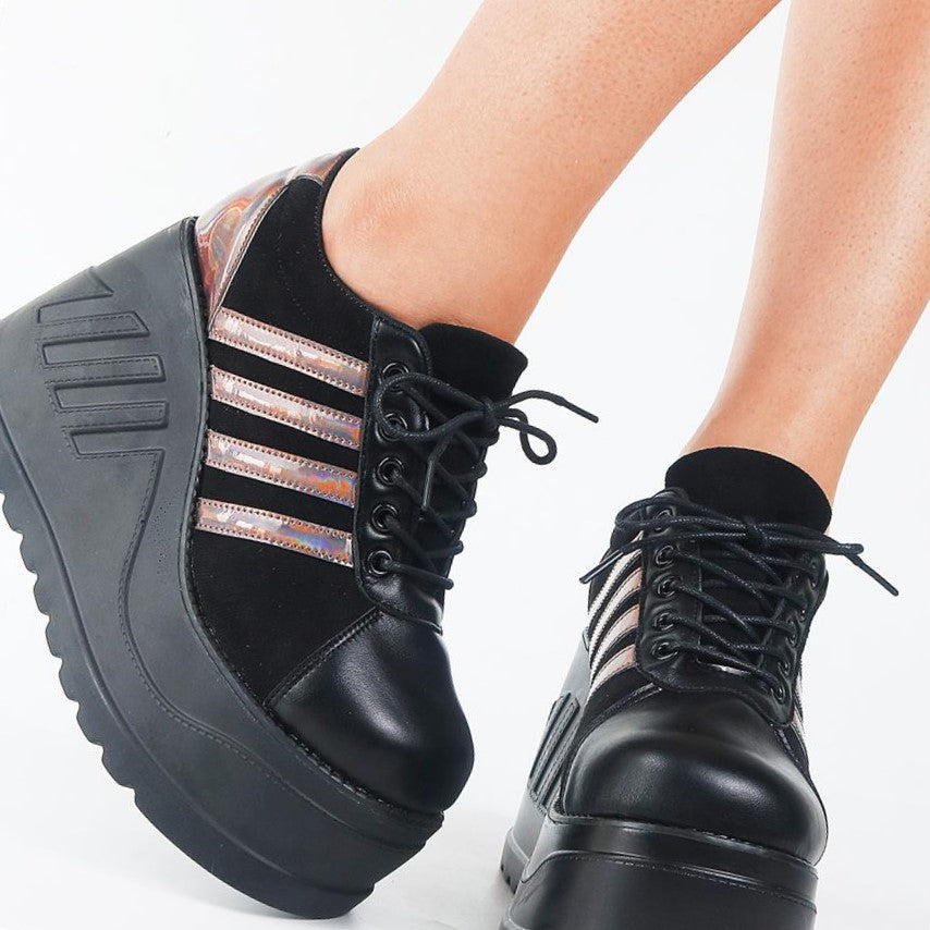Goth Platform Fashion High Heels Sneaker - multicolor / 9.5