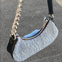Thumbnail for Patchwork Bag With Zip And Chains - Grey / One Size -