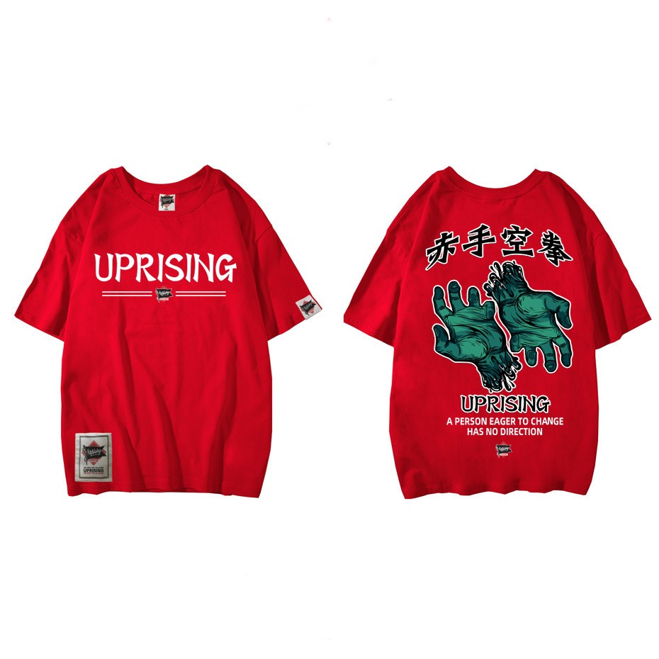 Fight Street Picture Retro Harajuku Oversized T-Shirt - red