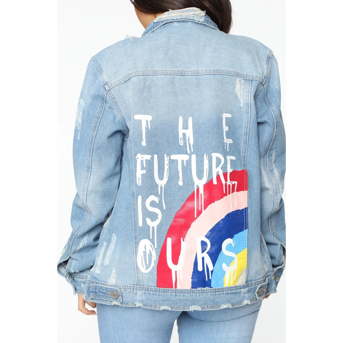The Future Is Ours Denim Jacket - Rainbow / S - Jackets