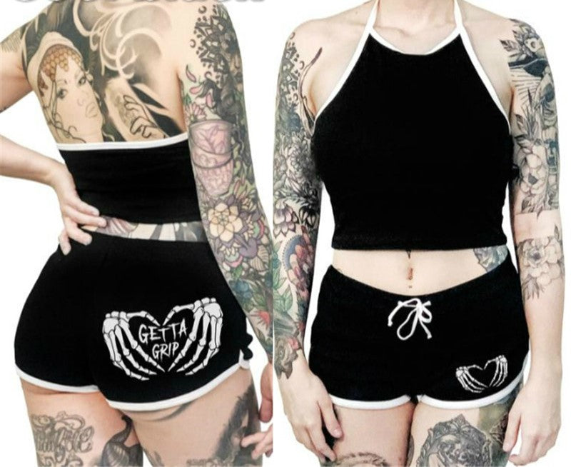 Goth Punk Plus Size Shorts & Top - Cool black / S -