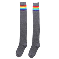 Thumbnail for Rainbow Striped Long Socks - Gray / One Size