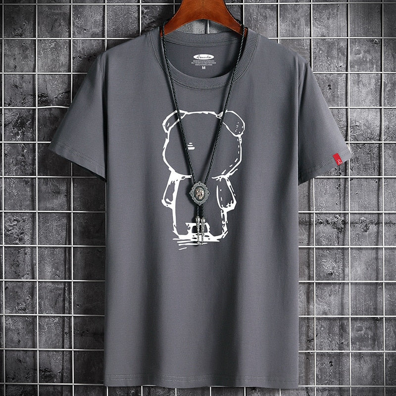 Gothic Bear O-Neck T-Shirt - gray / XXXL