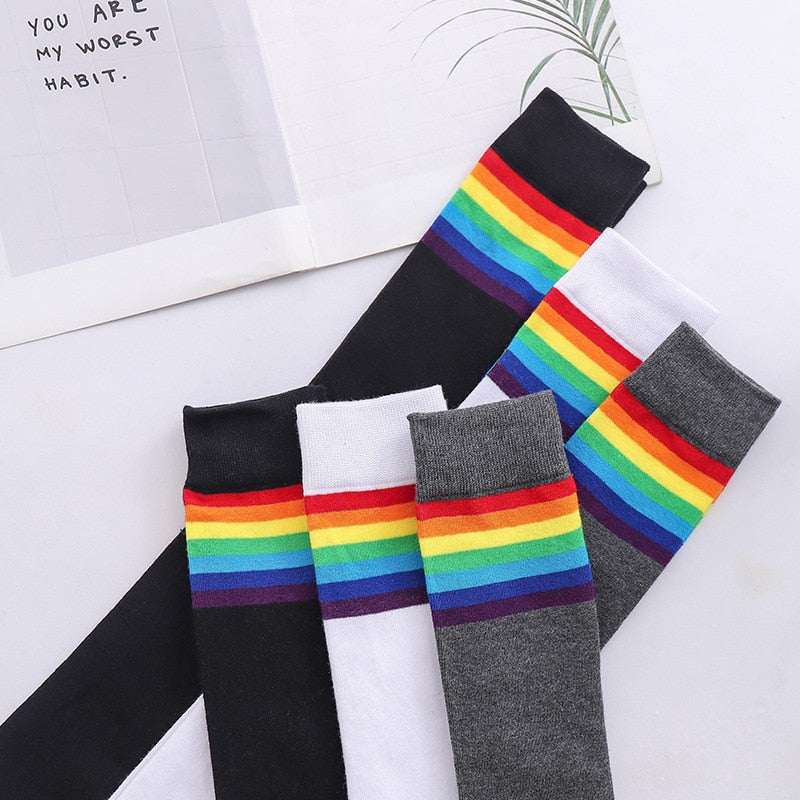 Rainbow Striped Long Socks
