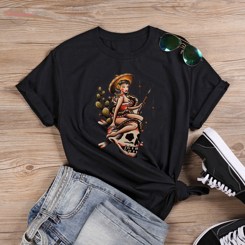 La Valiente Witches Skulls Snake T-Shirt - Black / S