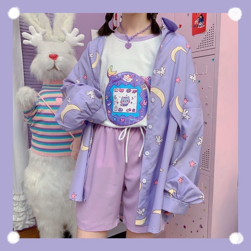 Korean Kawaii Moon Rabbit Shirt