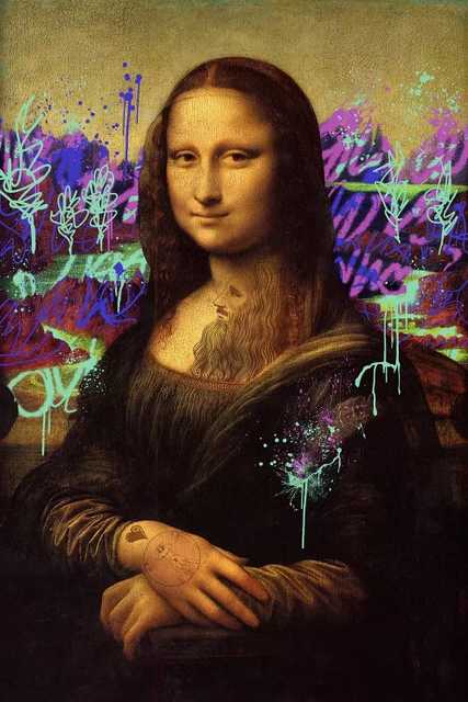Graffiti Famous Mona Lisa Paintings Wall Pictures - Lisa. /