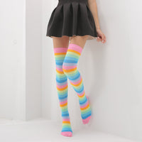 Thumbnail for Long Highs Rainbow Funny Socks - Sky Blue / One Size