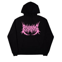 Thumbnail for Gothic Pink Letters Loose Hoodie - Black 1 / S