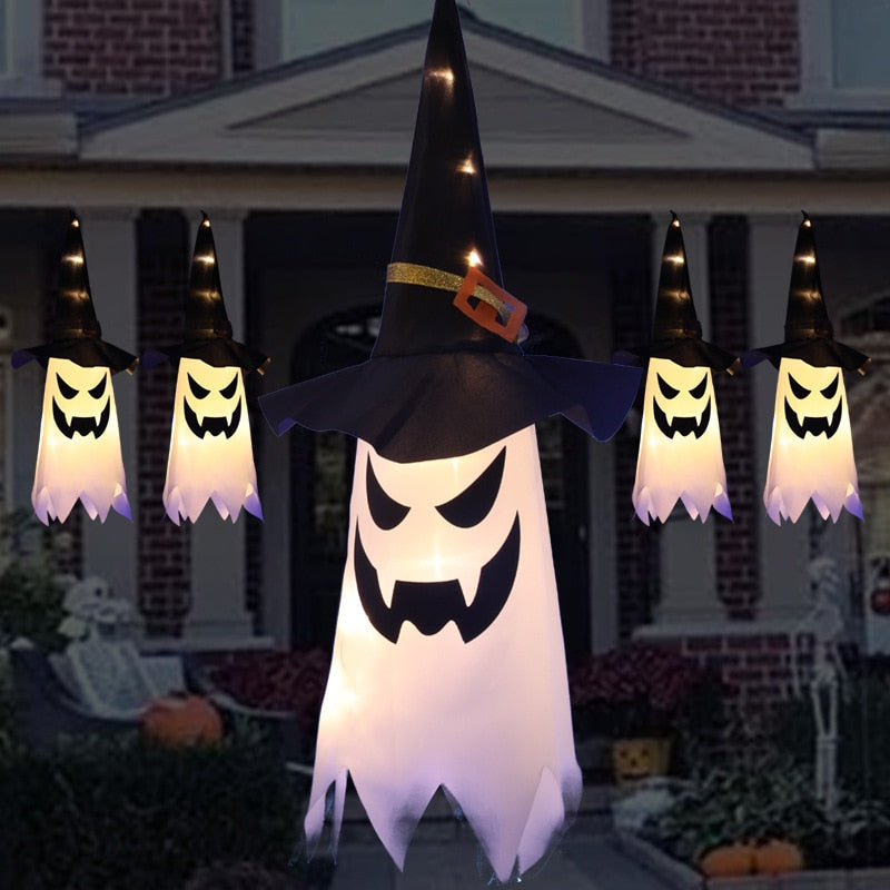 Halloween Light Wizard Hat Pendant Ghost Decorate -