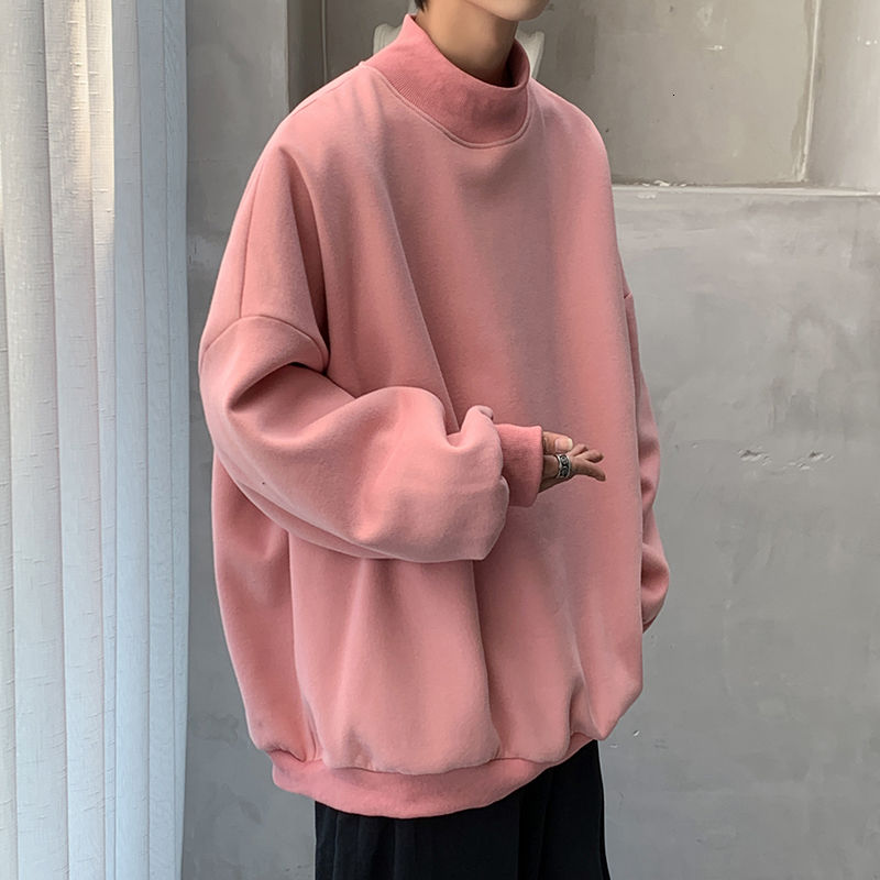 Korean Fashion Stand-up Collar Pastel Sweatshirt - Pink / M
