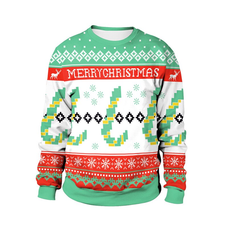 Ugly Christmas 3D Print Gift Funny Pullover - Green Red / M
