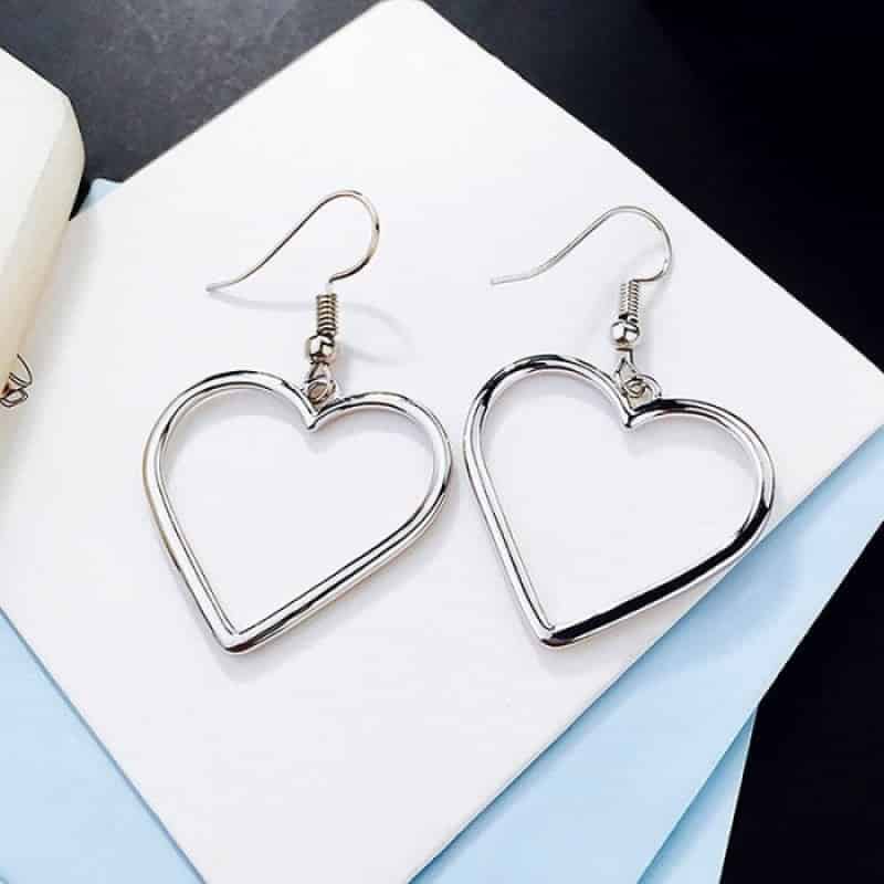 Heart Drop Lovely Earrings - Silver
