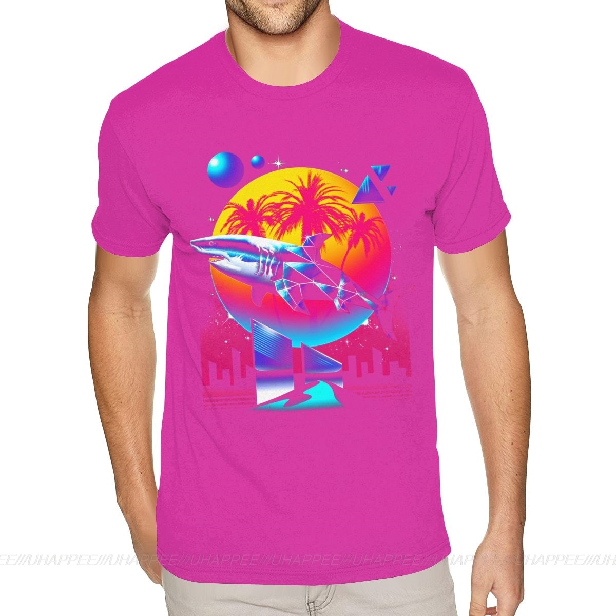 Aesthetic Shark Vaporwave T-Shirt - Fuchusia / S