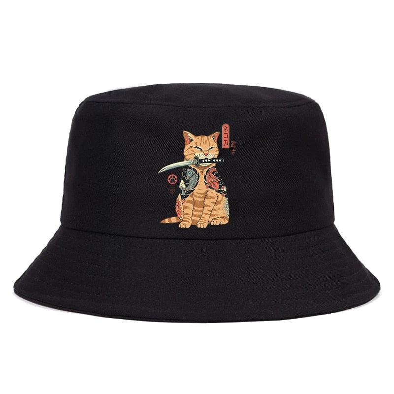 Japanese Cartoon Cat Bucket Hat - One Size