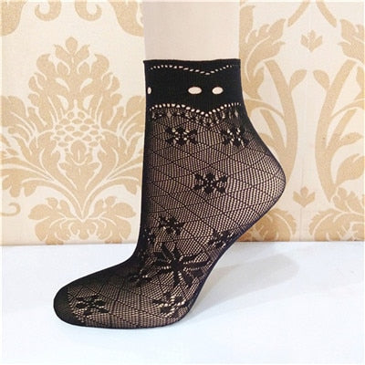 Elegant Lace Ruffle Fishnet Mesh Short Socks - Style11 / One