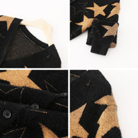Thumbnail for Five Point Star Knitted Cardigan Sweater - Stars / One Size