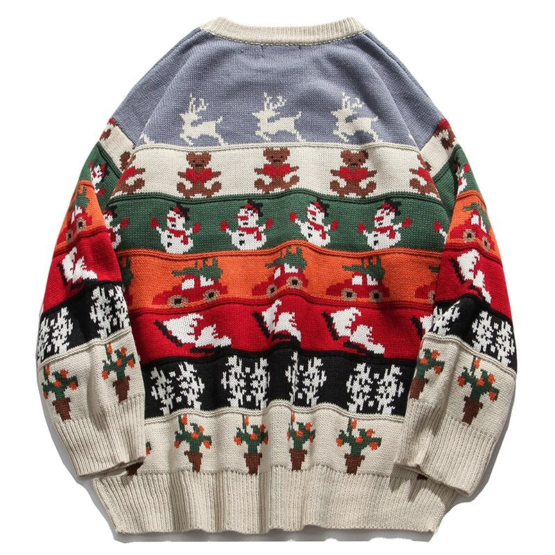 Christmas Elk Snowman Crewneck Sweaters - Sweater