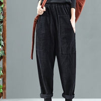 Thumbnail for Solid Color Corduroy Harem Elastic And High Waist Pants