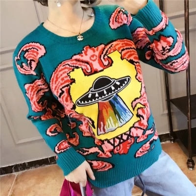 Aesthetic UFO Knitted Sweater - S