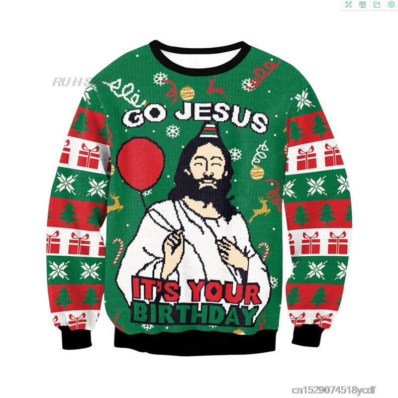 Funny Animals Ugly Christmas Unisex Sweater - Jesus / S /