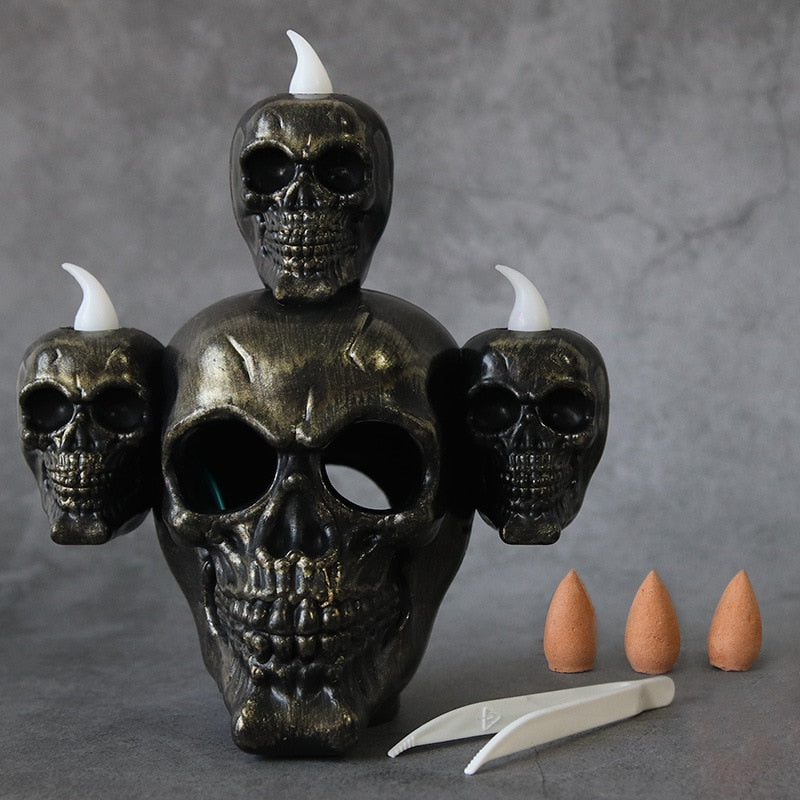 Halloween Smoke Horror Skull Head Lamp - Dark gold / One