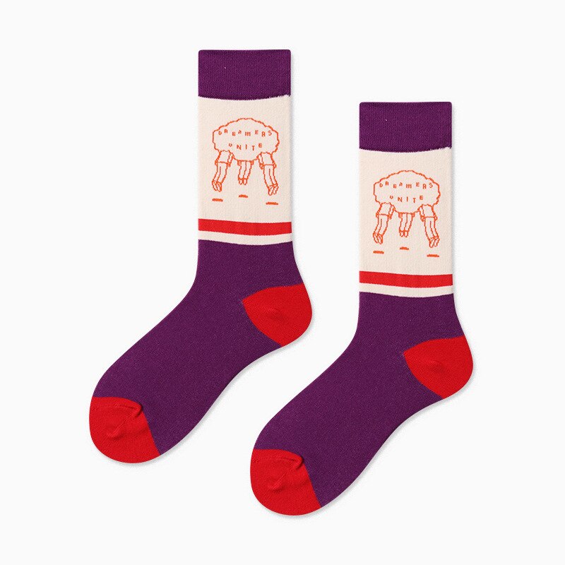 Creative Colorful Socks - Purple-Red / One Size