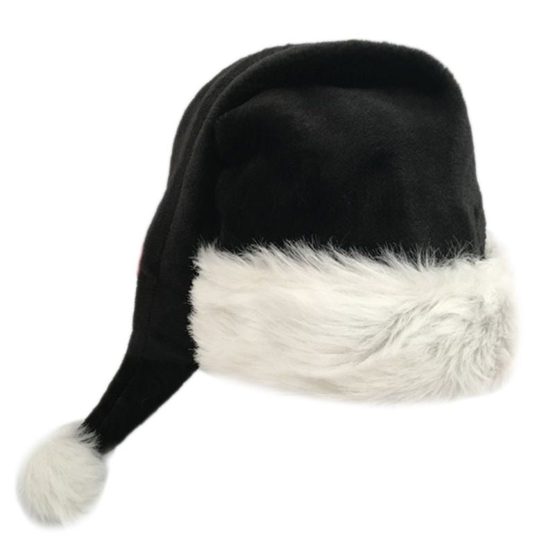 Warm Black And Long Christmas Hat - One Size