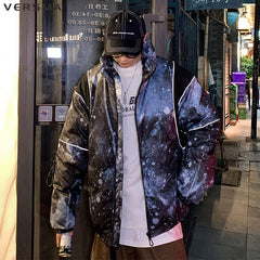 Korean Kpop Starry Reflective Parkas Coat