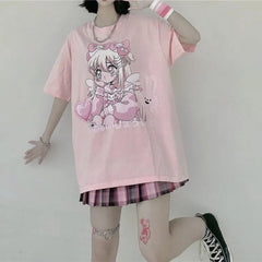Cute Girl Oversize T-Shirt - Pink / S